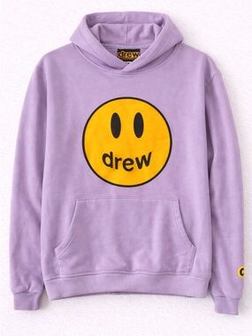 Drew House Hoodie Lavender Smiley Face Pullover Men’s Size M Justin Bieber